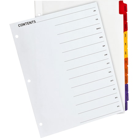 Business Source Jan Dec Monthly Table of Contents Index Dividers, PK12 21906